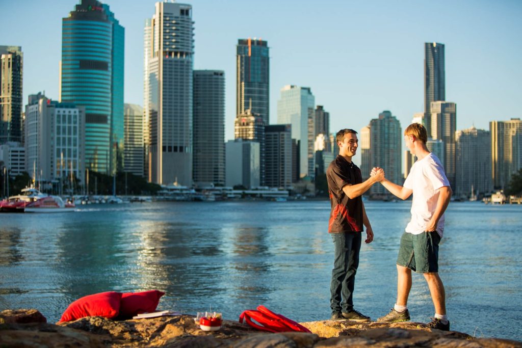 Tutor and Student Working on the Waterfront